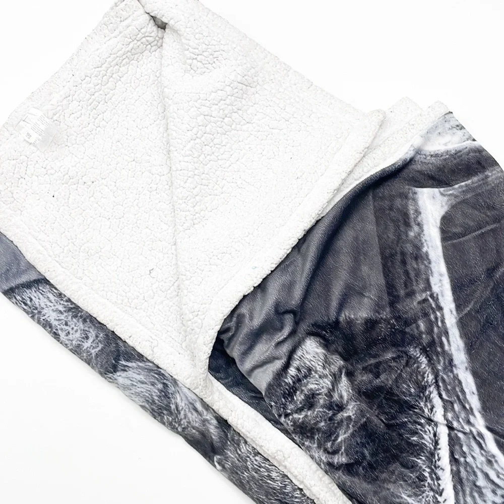 Gray/black/white deer print fleece throw blanket